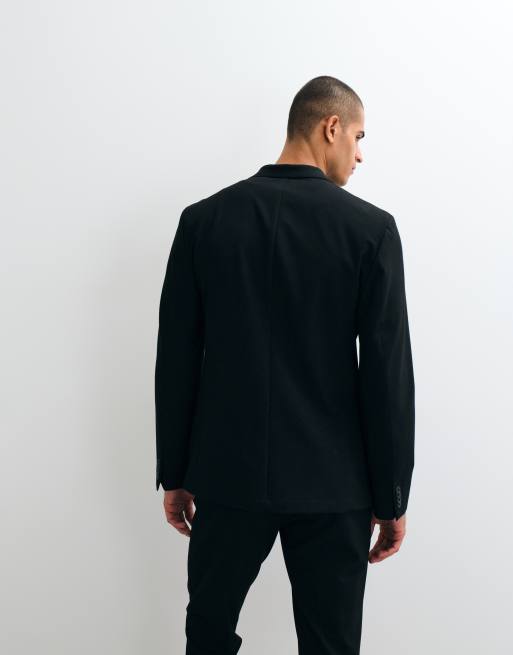 ASOS DESIGN stretch crease resistant slim suit jacket in black, 5 of 5