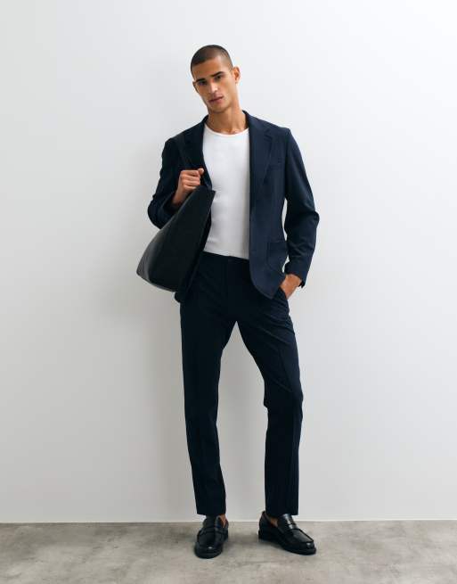 ASOS DESIGN stretch crease resistant slim suit jacket in navy, 2 of 5