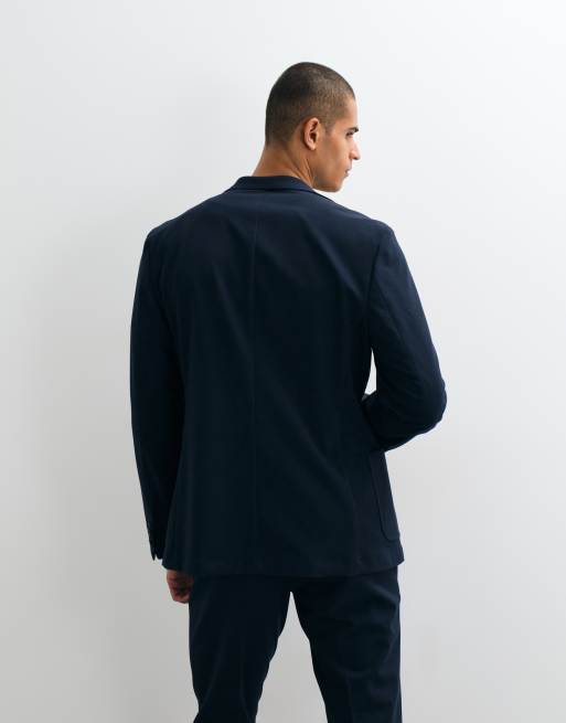 ASOS DESIGN stretch crease resistant slim suit jacket in navy, 3 of 5
