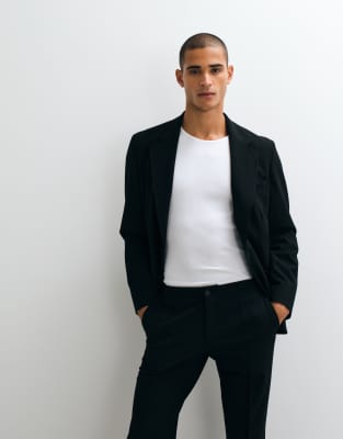 Asos Design Stretch Crease Resistant Slim Suit Jacket In Black