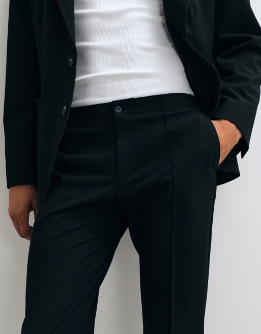 ASOS DESIGN stretch crease resistant slim suit trouser in black, 3 of 5