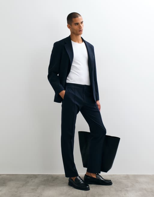ASOS DESIGN stretch crease resistant slim suit in navy, 3 of 3