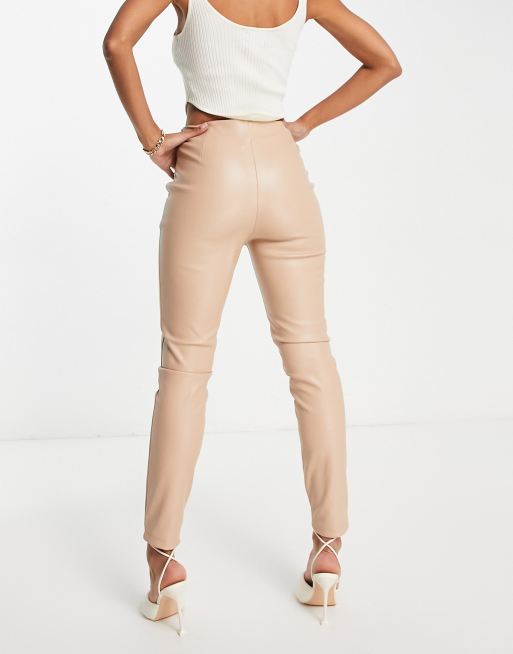 faux leather cigarette trousers Woman, Green The structured silhouette offers a confident look while maintaining comfort for hours of wear Stretch Leather Black Leather Cigarette