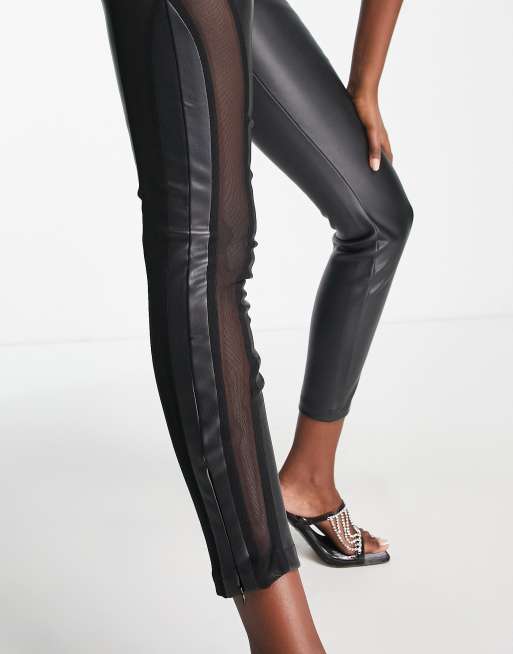 Leather High Waisted Leggings for Women, Casual Stretch Trousers, Matte  Black