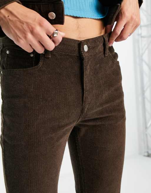 ASOS DESIGN stretch flare jeans in dark brown corduroy - part of a set