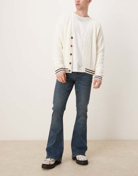 ASOS DESIGN stretch flare jeans in dark wash blue - view 1