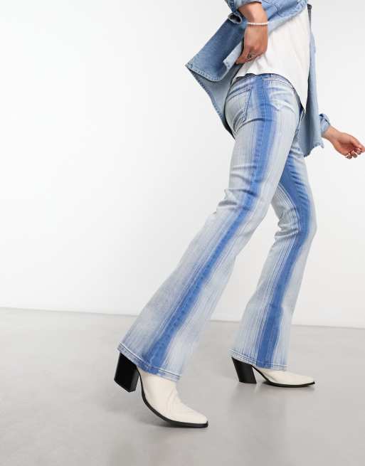 ASOS DESIGN stretch flare jeans in extreme fade blue wash