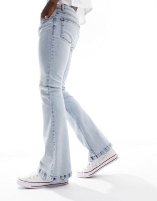 Asos Design Stretch Flare Jeans In Light Wash Blue