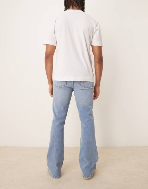 ASOS DESIGN stretch flare jeans in light wash blue