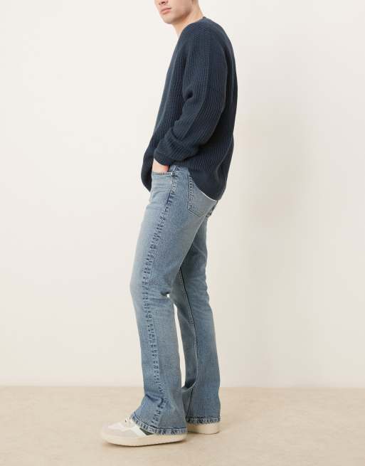ASOS DESIGN stretch flare jeans in light wash blue