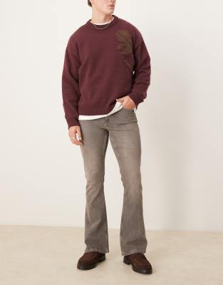 Asos Design Stretch Flare Jeans In Gray