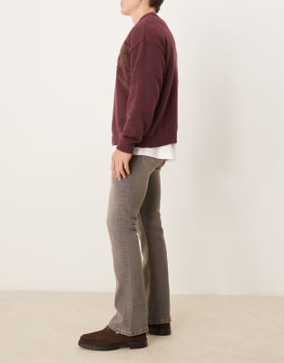 Asos Design Stretch Flare Jeans In Gray
