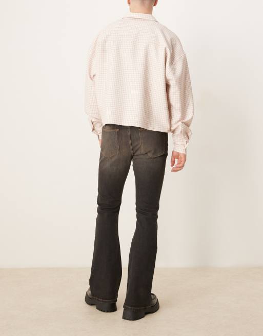 ASOS DESIGN stretch flare jeans with brown tint in washed black, 2 of 5