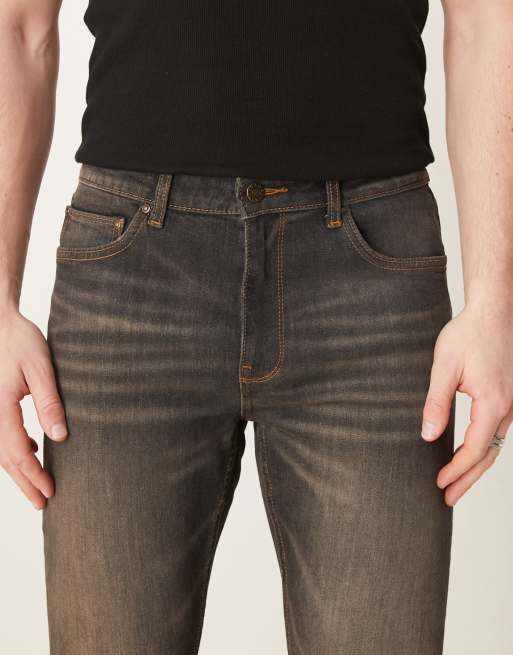 ASOS DESIGN stretch flare jeans with brown tint in washed black, 5 of 5