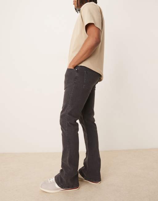 ASOS DESIGN stretch flared jeans in washed black, 3 of 5