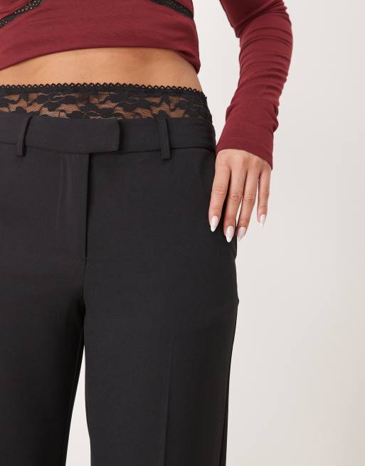 【関税込み】Tailored trousers with laced waistband ASOS DESIGN stretch hipster tailored pants with lace detail