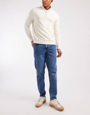 Stretch-Karottenjeans in dunkelblauer Waschung Blau 54 Regular