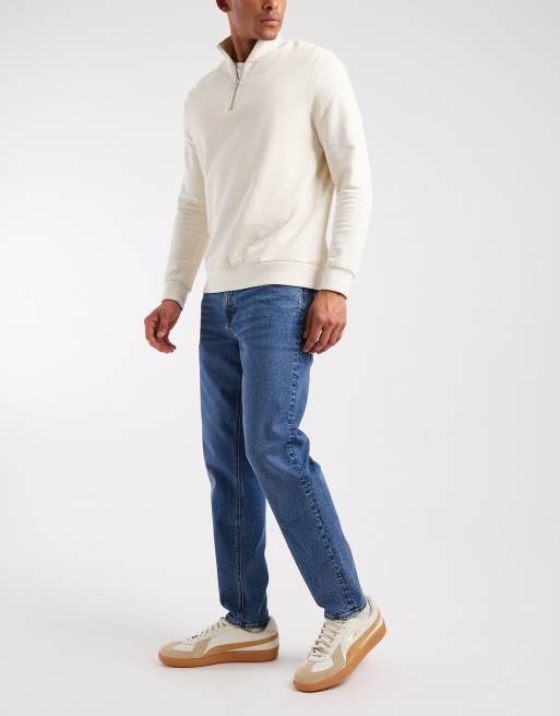 ASOS DESIGN – Stretch-Karottenjeans in dunkelblauer Waschung, 2 von 5