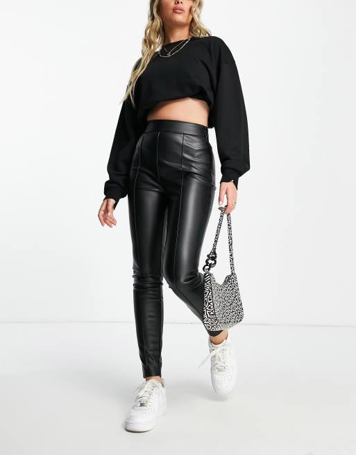 Stretch leather shop trousers