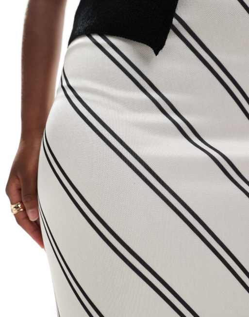 Black and white diagonal striped skirt online