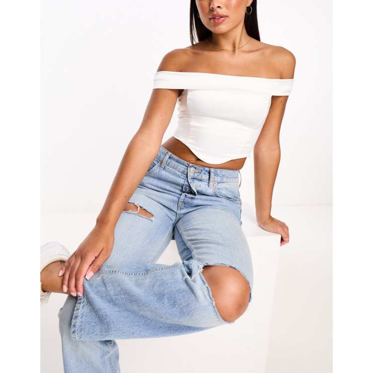 White corset bardot top 2025