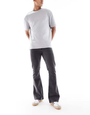 Stretch-Schlagjeans in verwaschenem Schwarz Schwarz 48 Regular