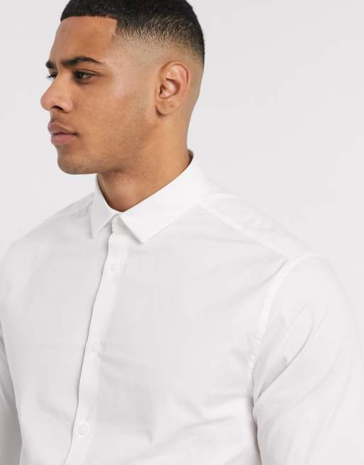 ASOS DESIGN stretch skinny fit shirt in white, 2 of 4