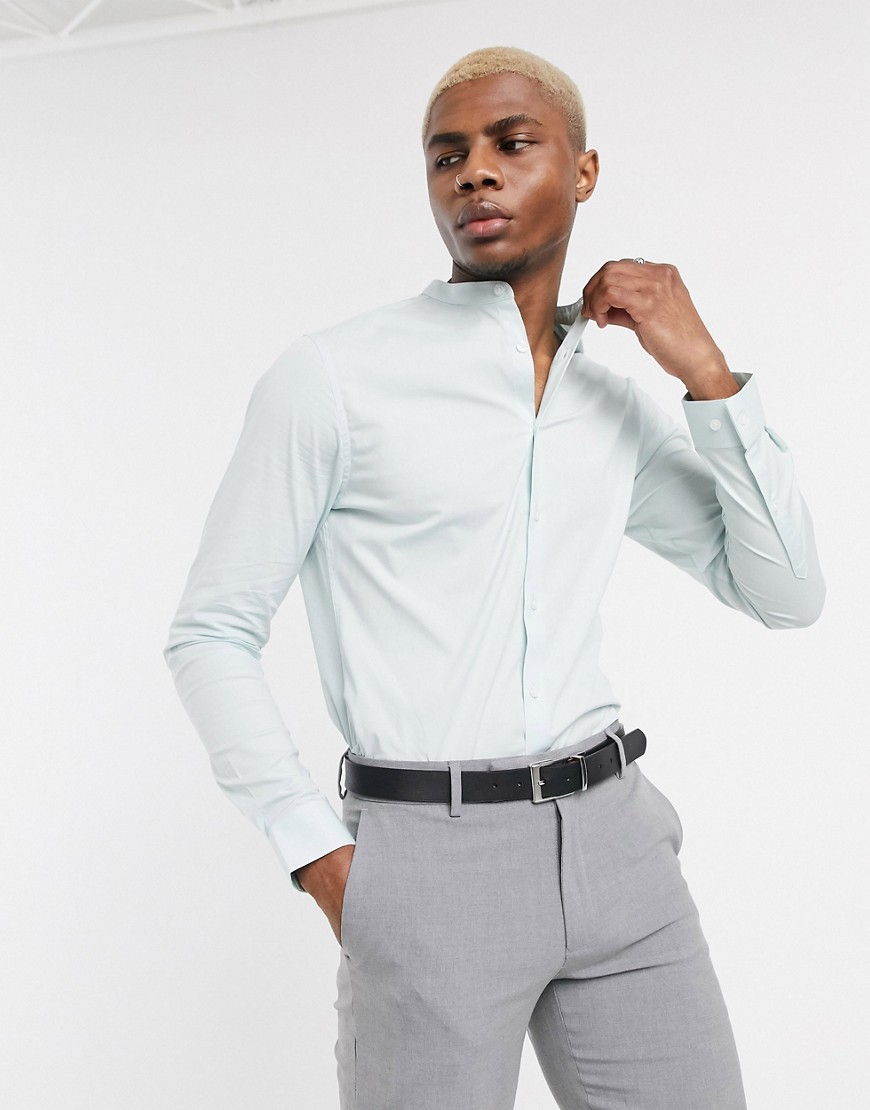 ASOS DESIGN stretch skinny fit smart shirt in light green