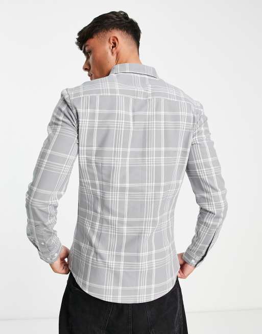 Light grey best sale check shirt