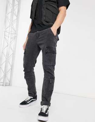 skinny denim cargo pants