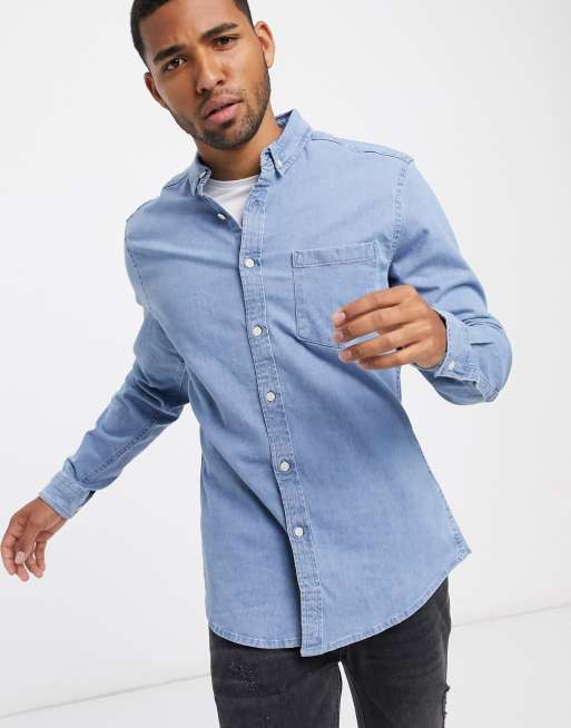 Stretch denim hot sale shirt