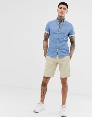 denim shirt with shorts