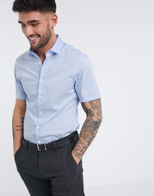 ASOS DESIGN stretch slim fit work shirt in white