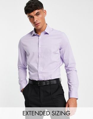 ASOS DESIGN stretch slim fit work shirt in lilac