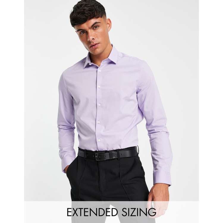 ASOS DESIGN oversized viscose shirt with half sleeve in lilac, ASOS