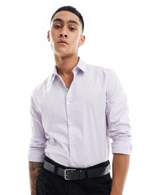 ASOS DESIGN stretch slim fit work shirt in lilac