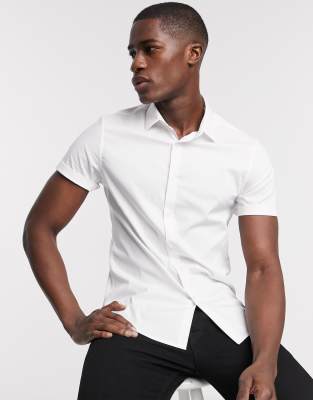 Asos Design Stretch Slim Fit Work Shirt In White In White