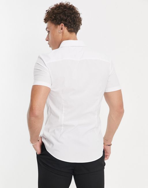 ASOS DESIGN stretch slim fit work shirt in white