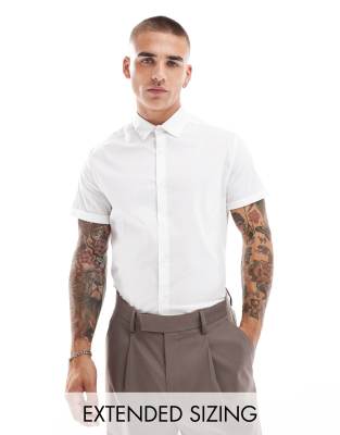 Asos Design Stretch Slim Fit Work Shirt In White