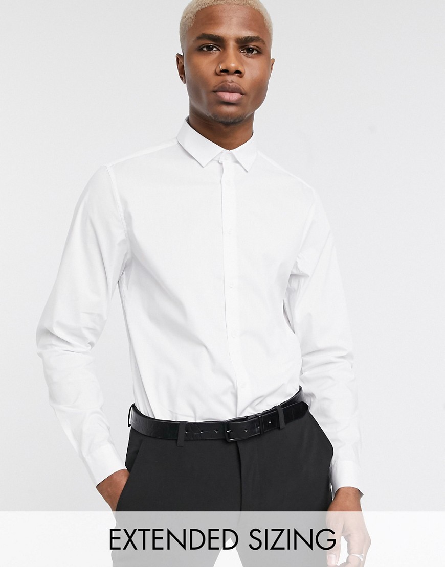 Asos Design Stretch Slim Fit Work Shirt In White