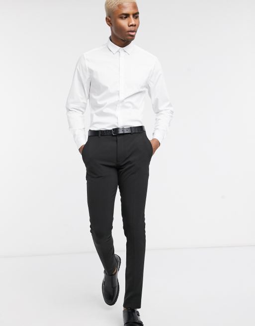 ASOS DESIGN stretch slim fit work shirt in white | ASOS