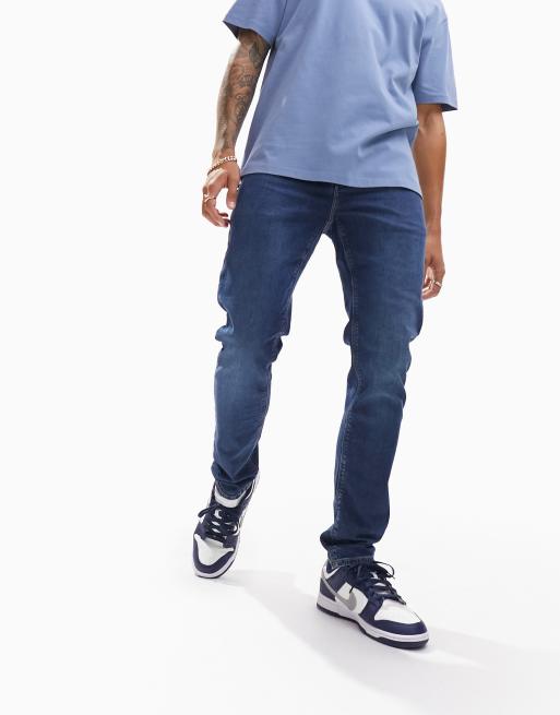 ASOS DESIGN stretch slim jeans in dark wash blue 