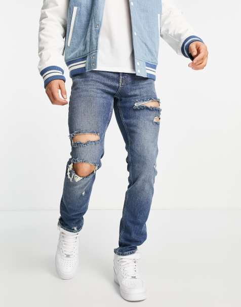 Men S Ripped Jeans Skinny Ripped Distressed Jeans Asos