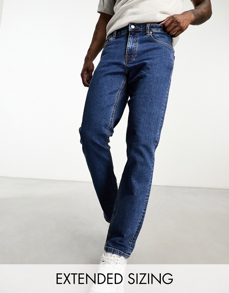 ASOS DESIGN stretch slim jeans in dark wash-Blue