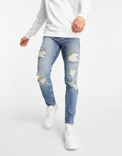 Men S Ripped Jeans Skinny Ripped Distressed Jeans Asos