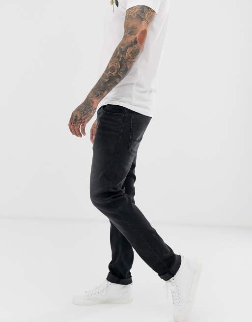 Black washed sales jeans men