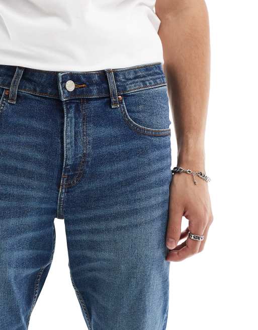 ASOS DESIGN stretch slim jeans mid blue wash, 3 of 5