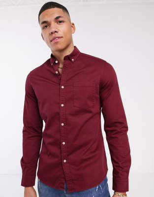 Denim shirt deals burgundy pants