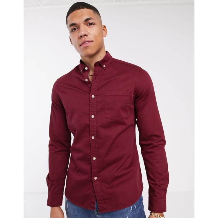 Denim shirt burgundy store pants