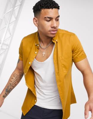 mustard denim shirt